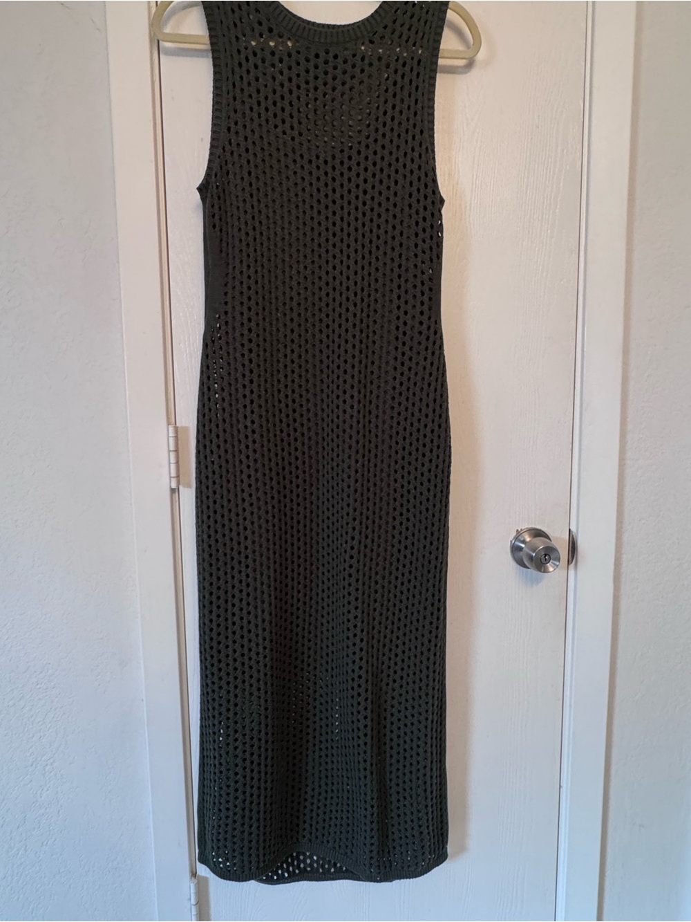 Express Olive Open-Knit Sleeveless Midi Dress S